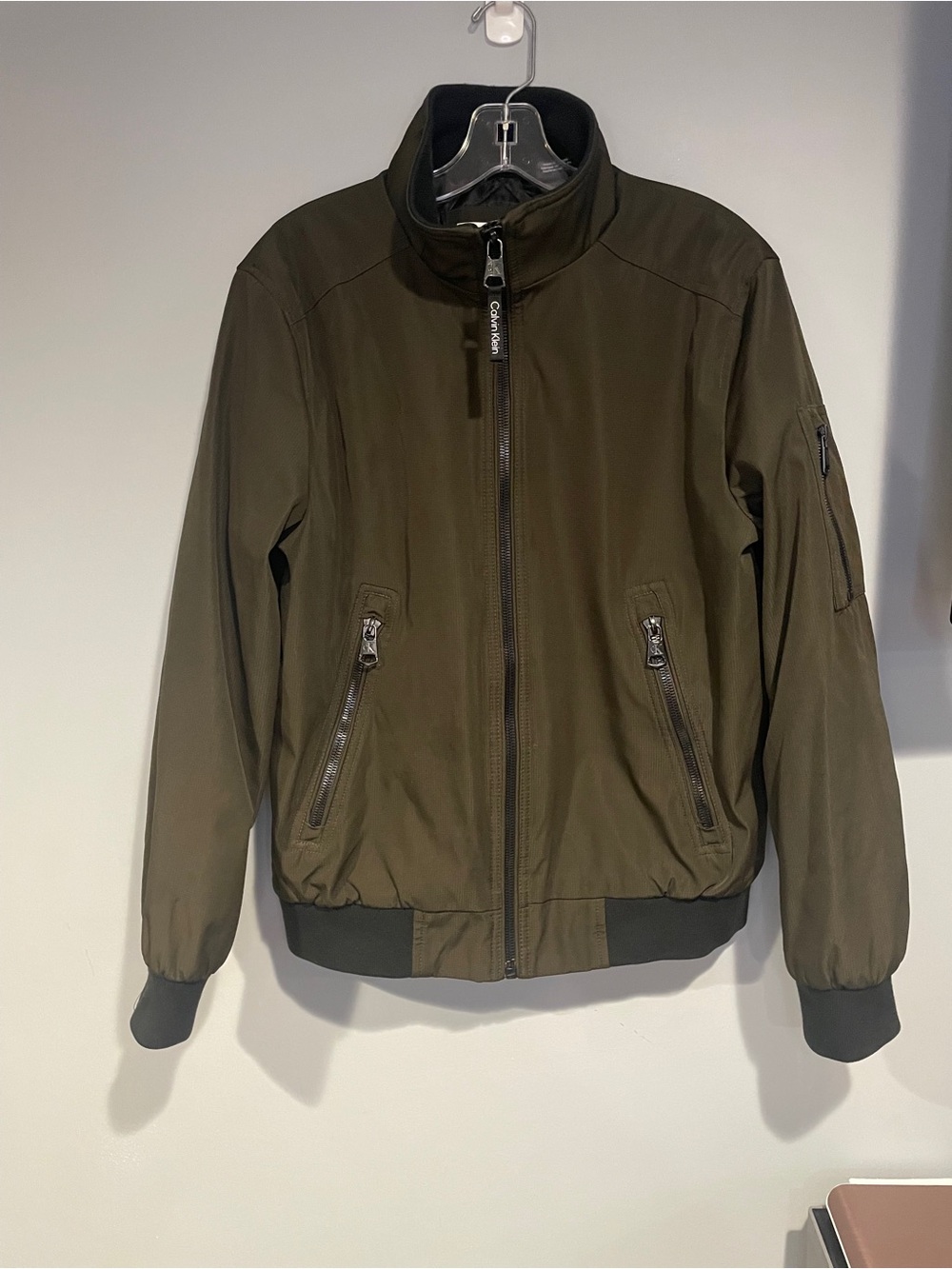 Calvin Klein Men's Classic Zip-Front Ripstop Bomber Jacket Olive Color Small